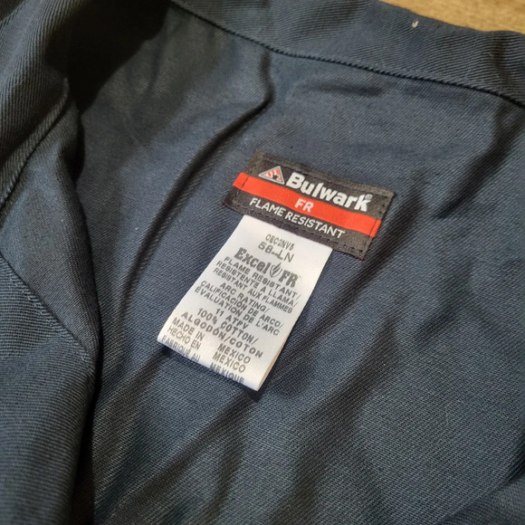 Bulwark FR Men's Navy Flame Resistant 9 Oz Twill Cotton Coveralls Size 58 Long - Picture 4 of 9